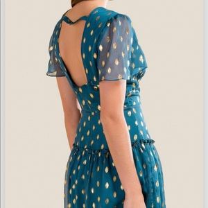 Francesca’s Gold And Teal Whimsical Dress